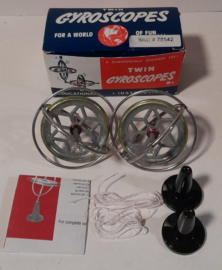 Set of 2 Classic Twin Gyroscopes Toy Tedco