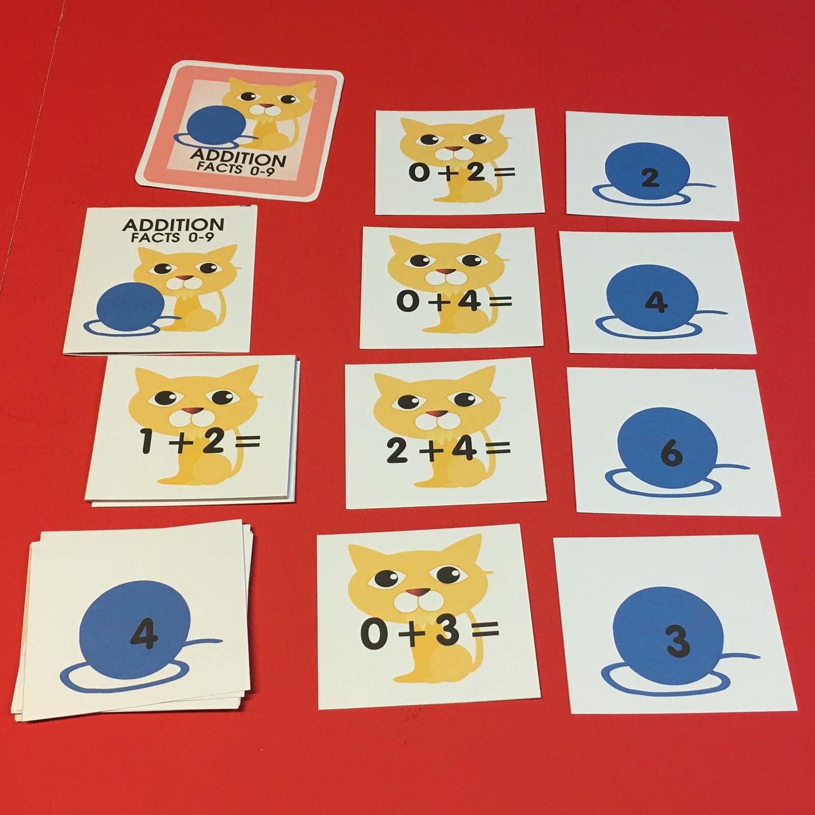 KITTEN – Addition Facts 0-9 Matching Game 48 Cards