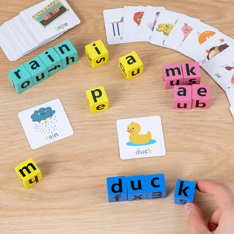 Wooden Word Spelling Game,Alphabet Learning Toy for Preschool Boys and
