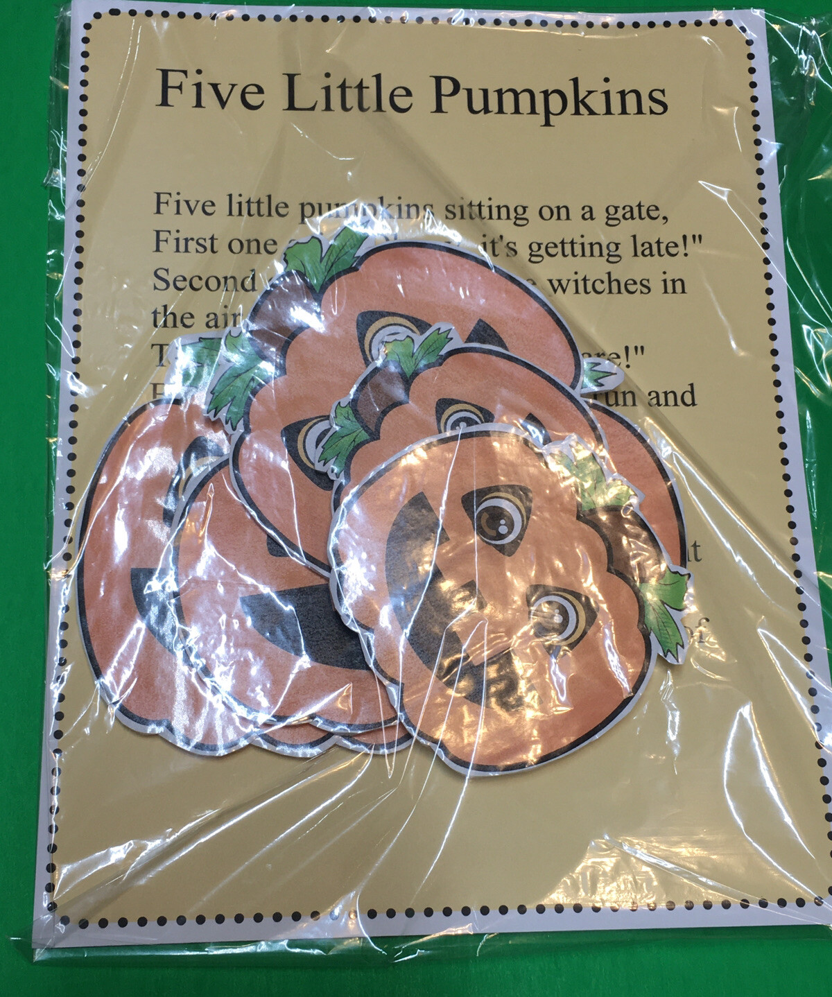 Five Little Pumpkins Face Flannel / Felt Board Figures Set Halloween