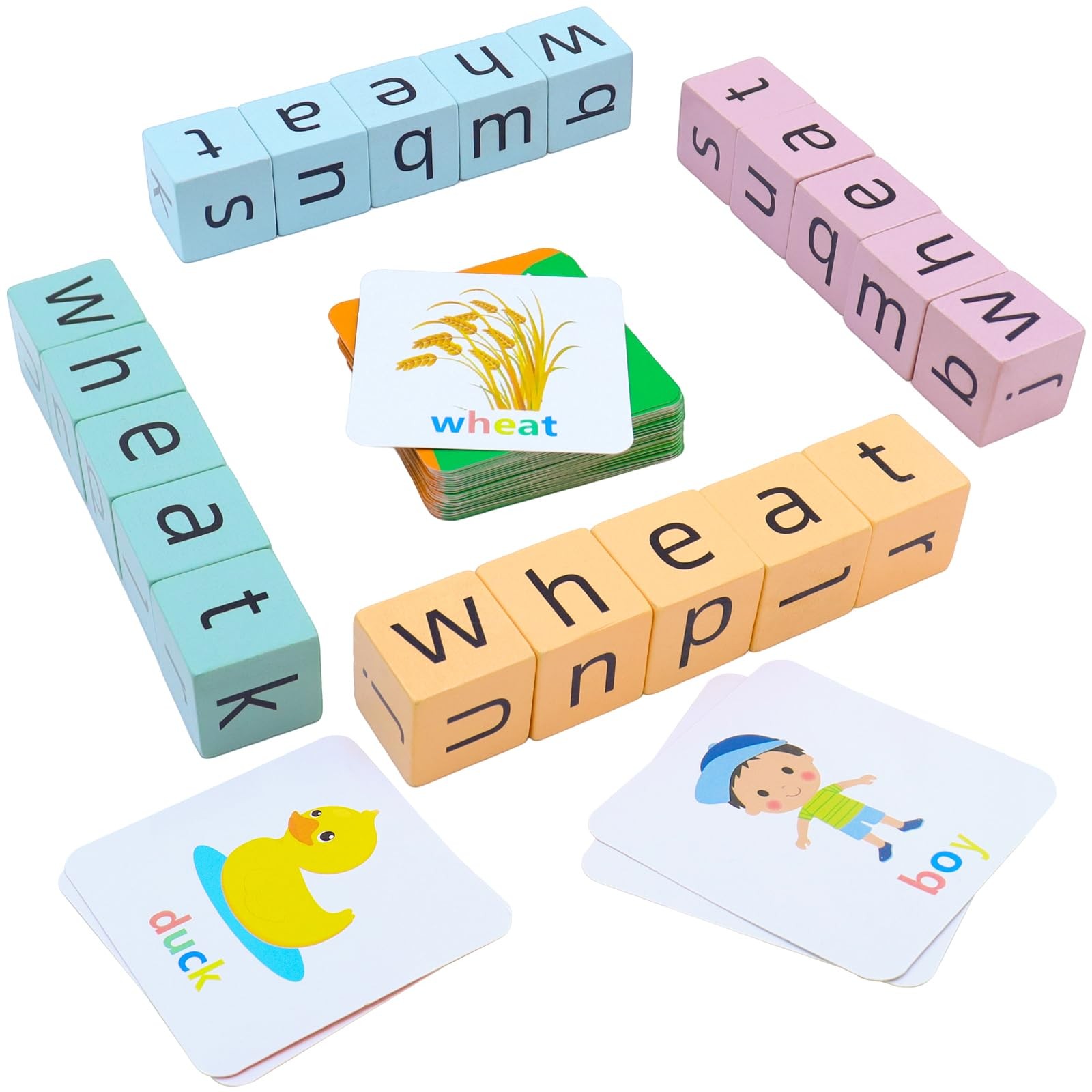 Humerry Word Spelling Game, Matching Letter Game for Kids, 20 Wooden Alphabet…