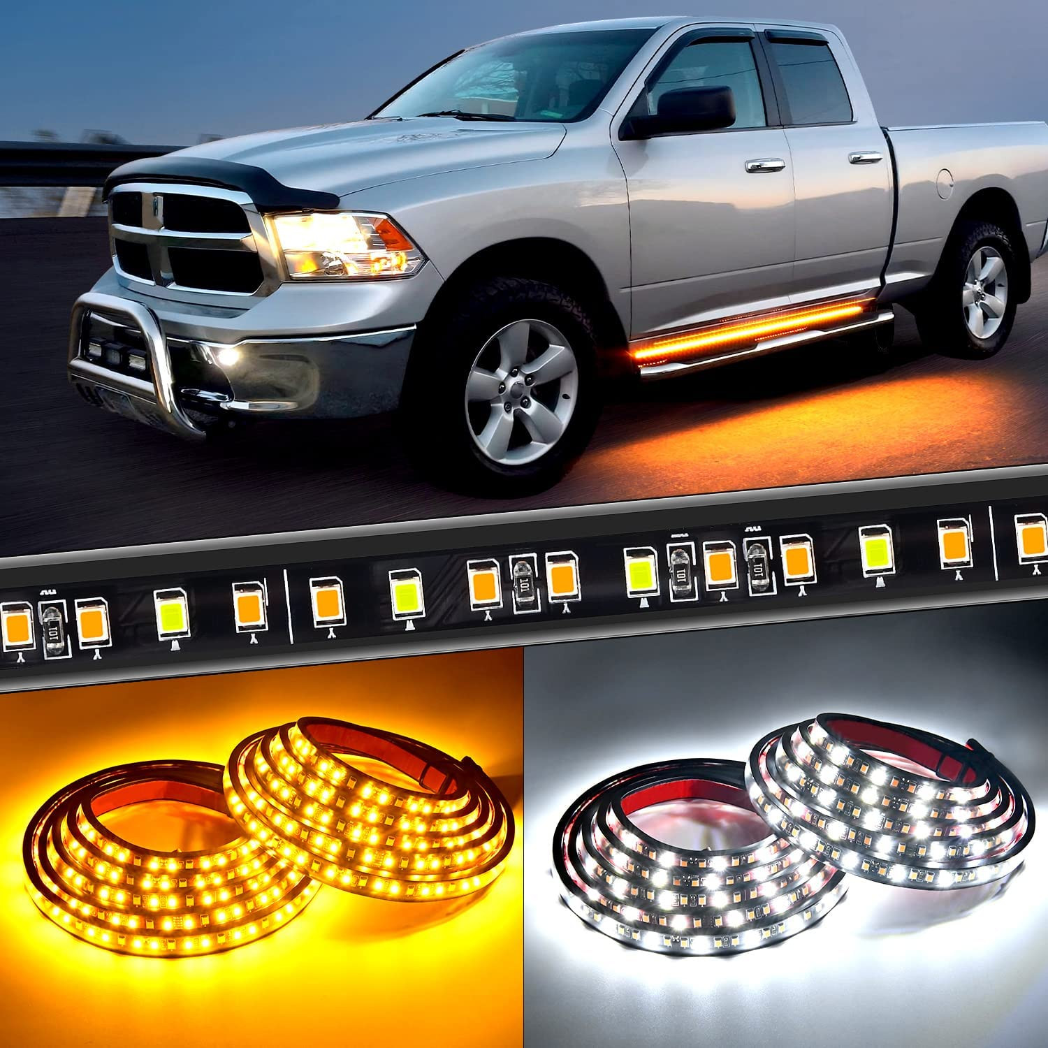 Truck LED Running Board Lights 2PCS 70 Inch LED Side Maker Light with 216 Leds W