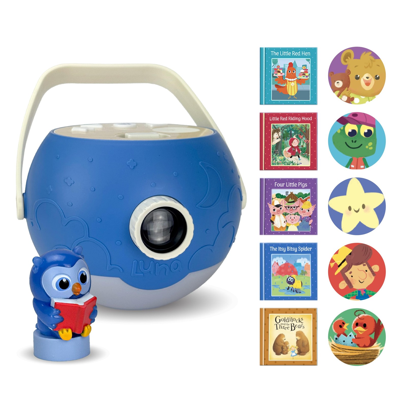 LUNA STORYTIME Kids Book Projector – 5 Read-Aloud Small, Owl and