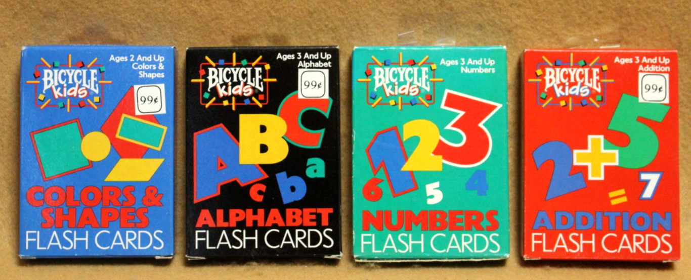 Vintage Bicycle Kids Flash Cards – NEW – Numbers Alphabet Addition Colors