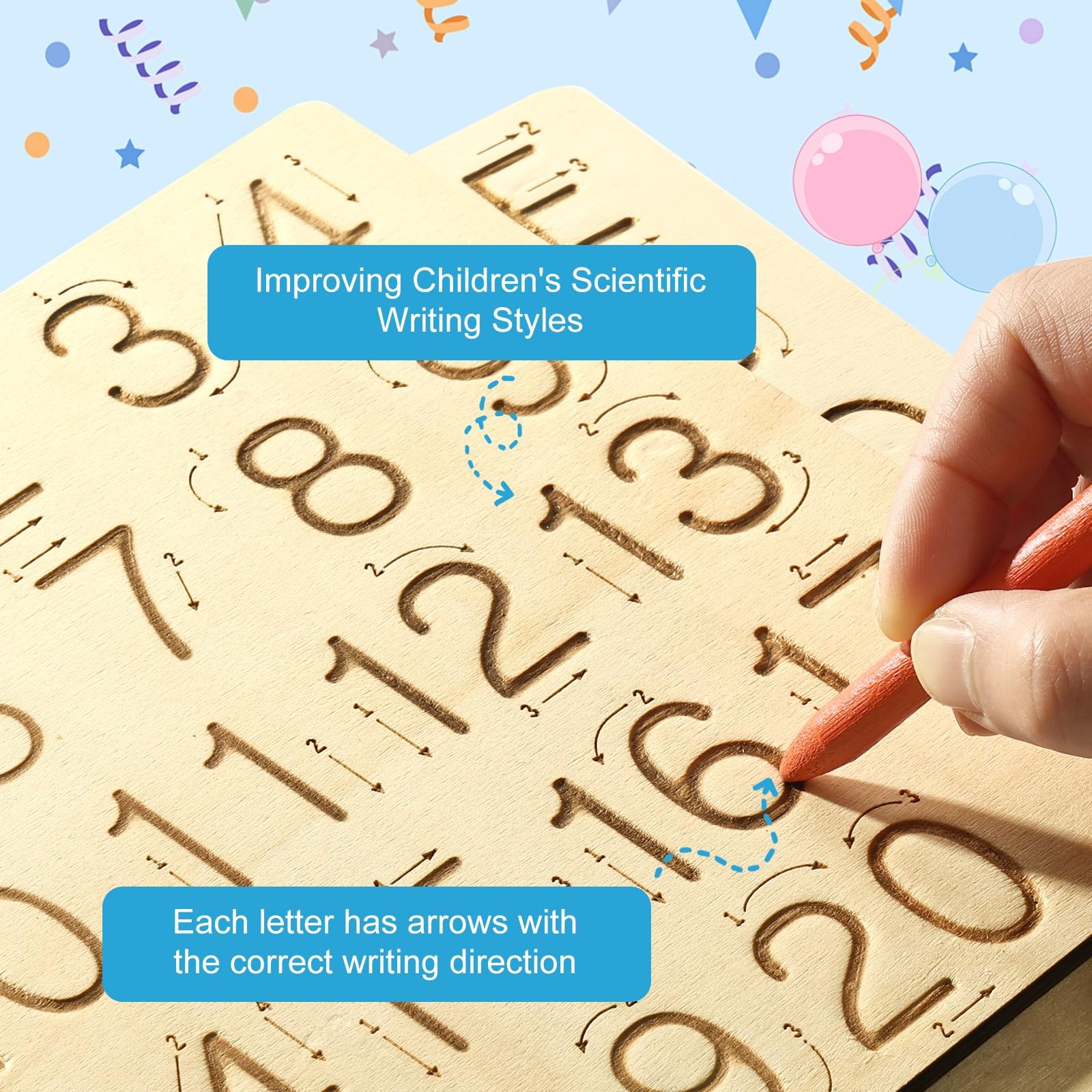 Learn to Write – Number & Letter Tracing Boards for Kids Ages 3-8 Wooden Alph…