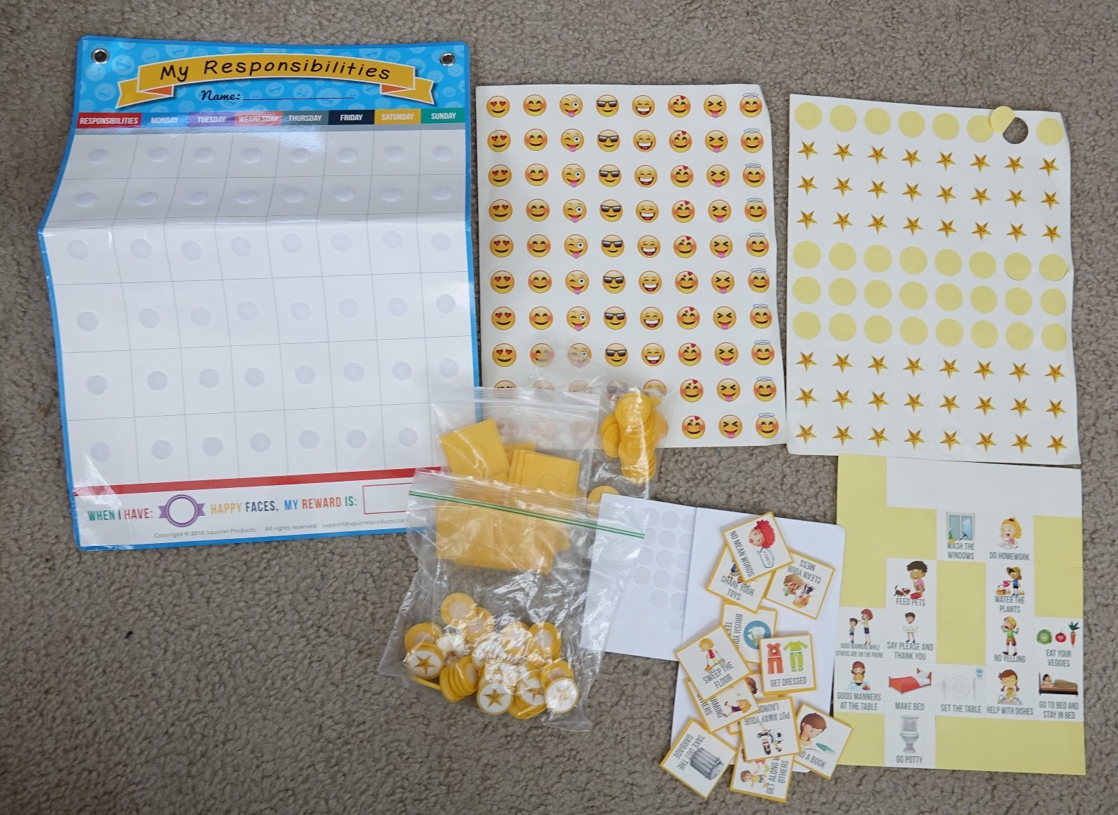 Squirrel Products My Responsibilities Emoji Chore Chart – Kids Responsibility Ch