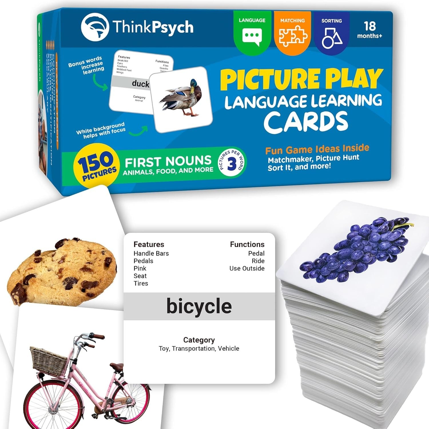 Durable First Nouns Flash Cards – 150 Non-Toxic Cards for Early Learning Fun