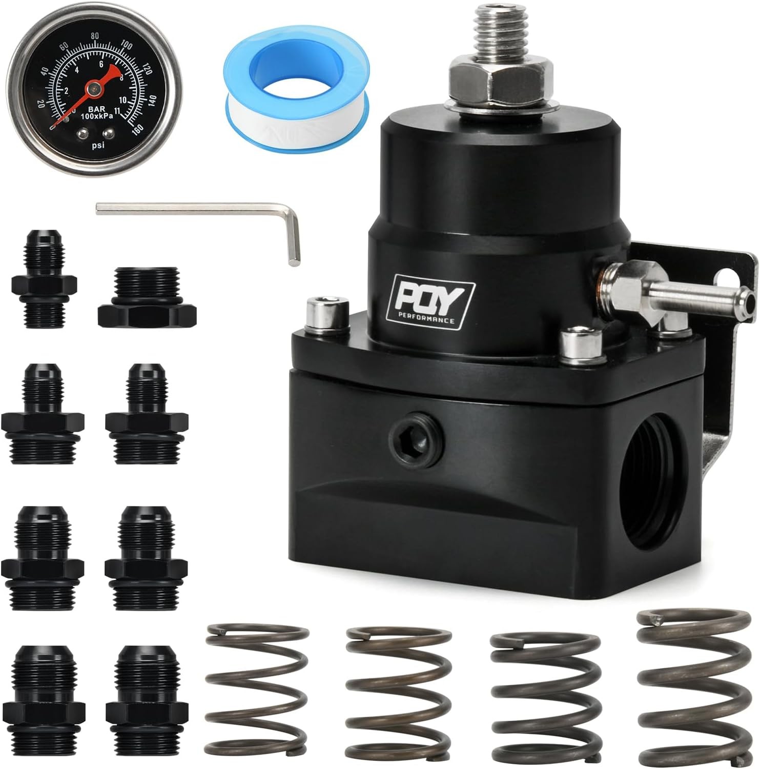 Adjustable Fuel Pressure Regulator Kit 3-110PSI with AN10 Feed Port and AN6