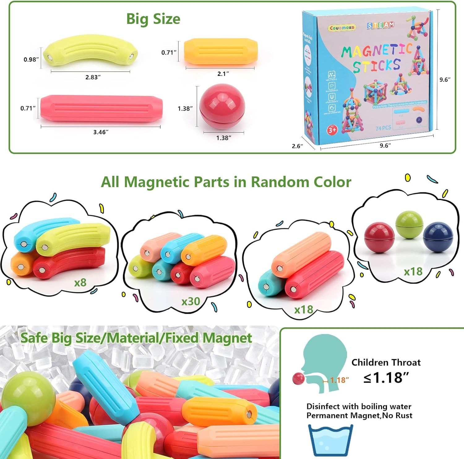 Magnetic Building Blocks STEM for Toddler 42/74pcs Montessori Magnet Toys for