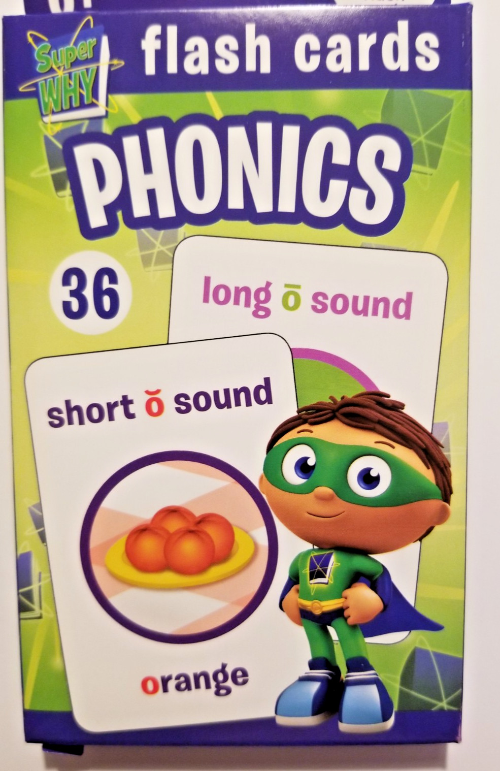 PBS Kids Super Why Phonics Education Flash Cards Set of 36 Long & Short Sounds