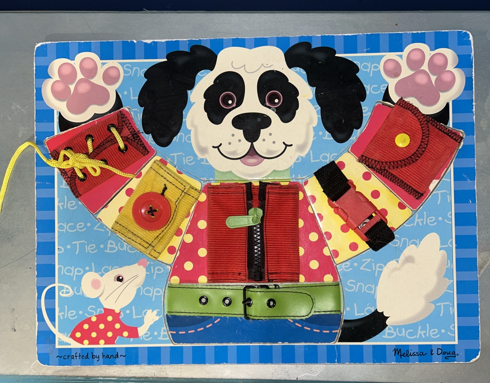 Melissa & Doug Basic Skills Puzzle Board Black & White Dog-#955