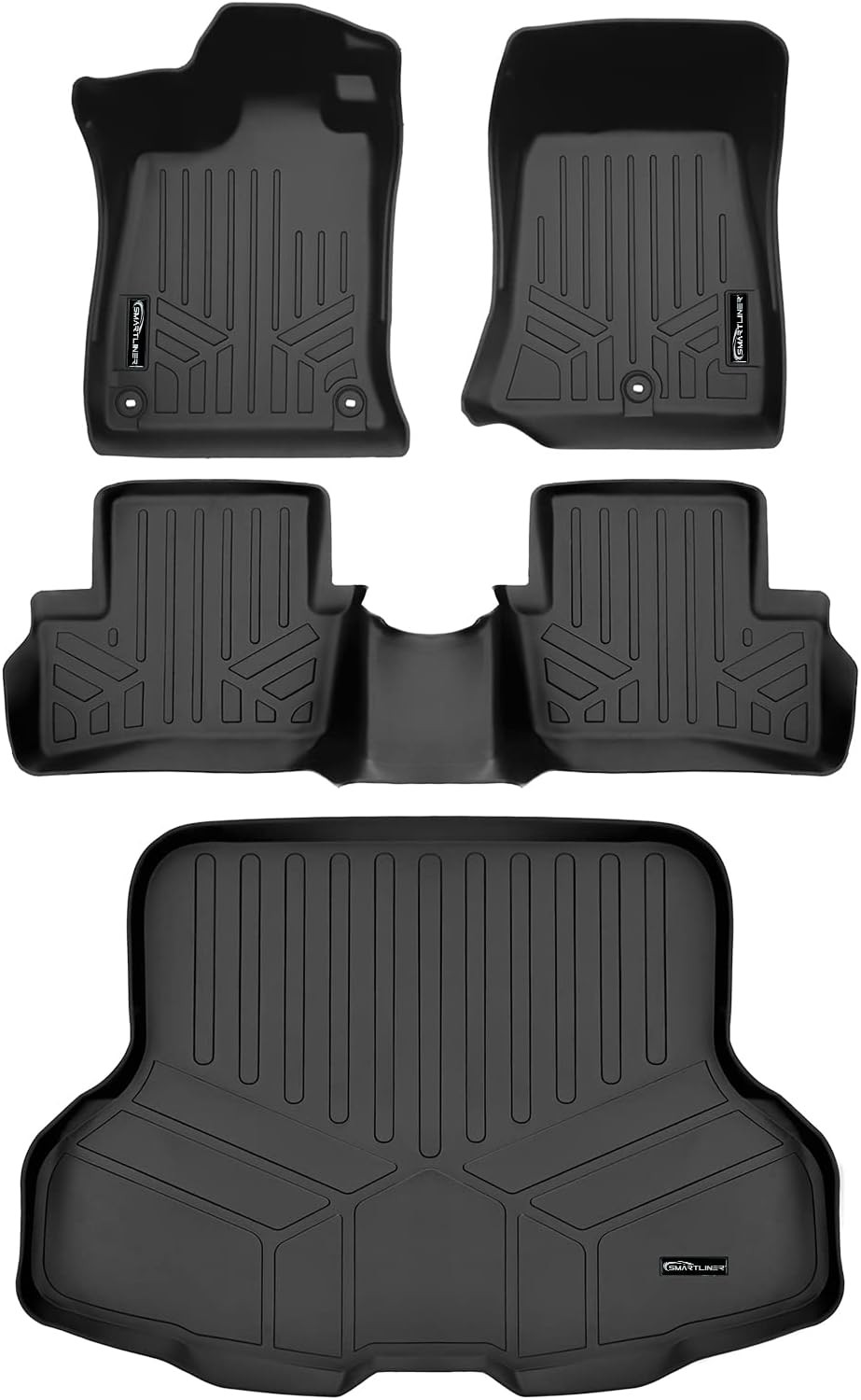 Custom Fit All Weather 2 Row Floor Mats & Cargo Liner Set Black Compatible with