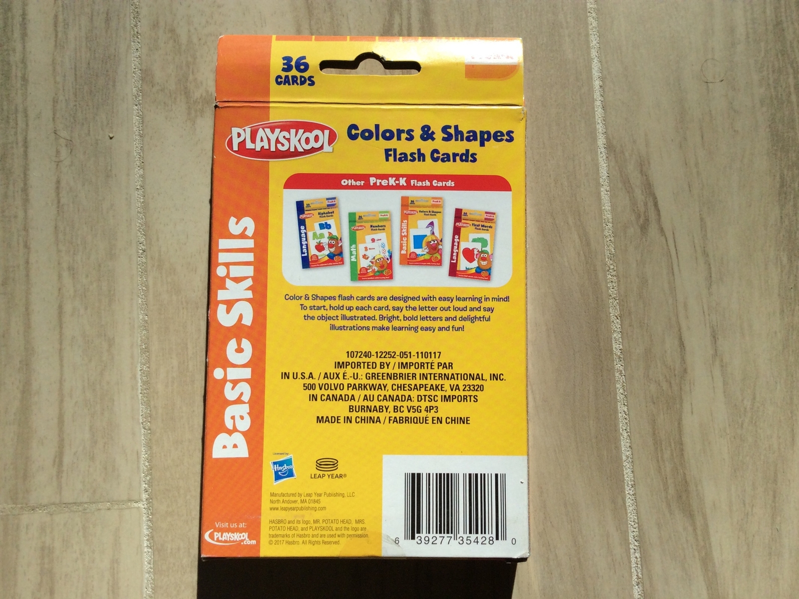 Playskool Colors & Shapes Flash Cards PreK-K Basic Skills (36 Cards)