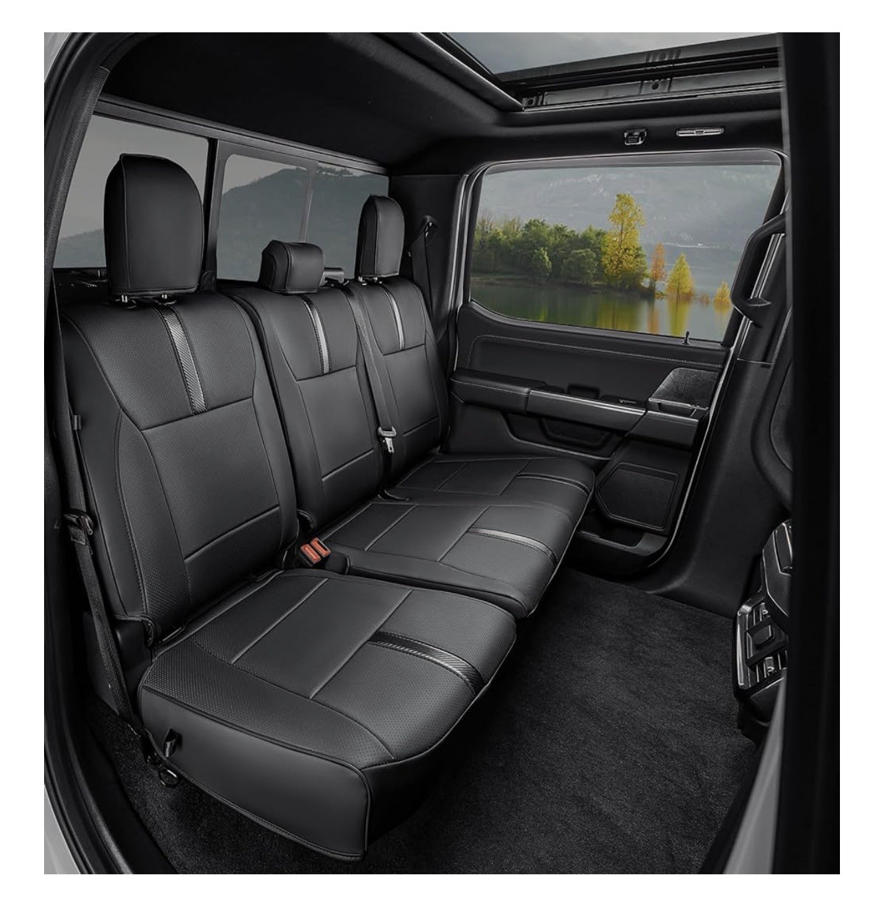 DiffCar for Ford F150 Car Seat Covers 2021-2025,Full Set Leather Waterproof B