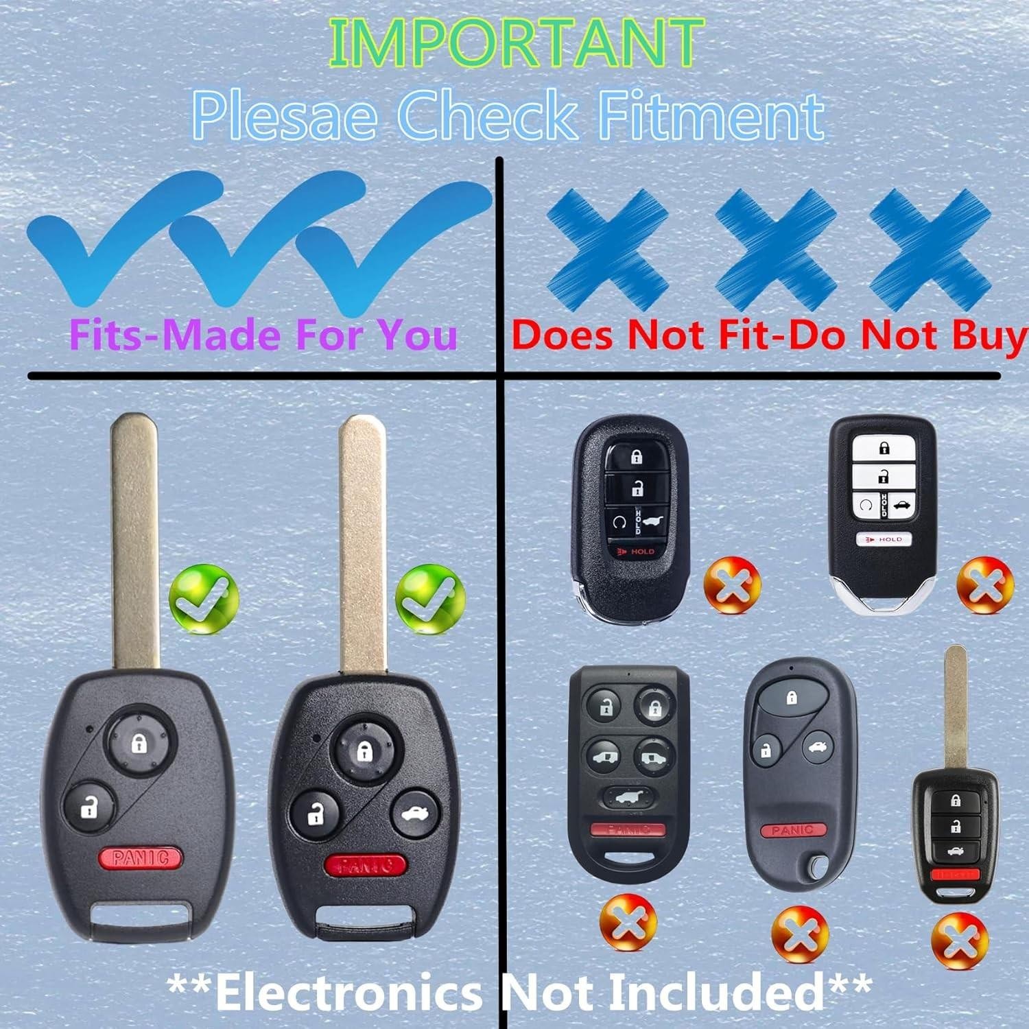 Honda Key Fob Cover 3 Button Zinc Alloy Shell Case Accord Civic CRV Pilot
