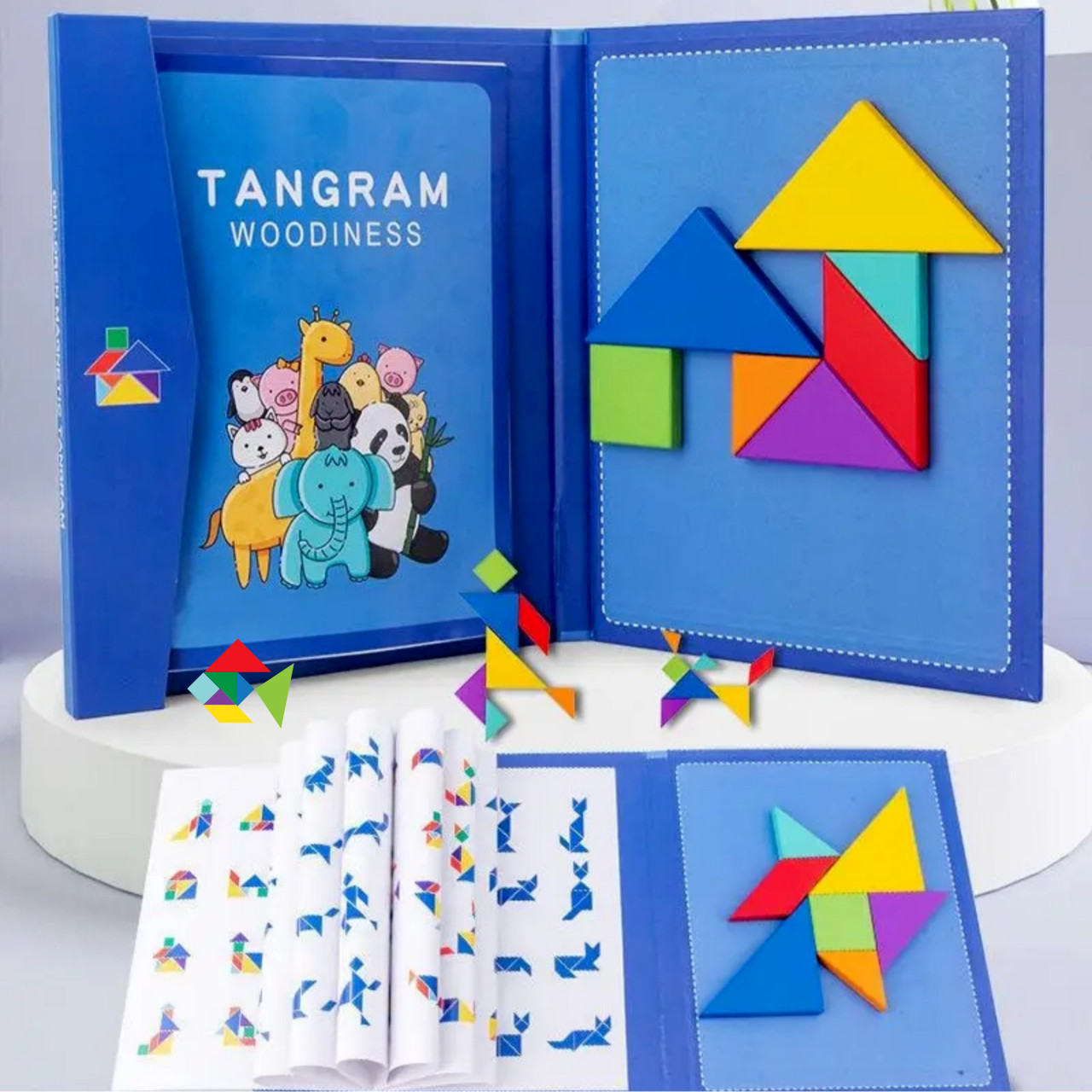 Children Wooden Magnetic Tangram Puzzle Game Toy Educational Book Kids Gift Toy