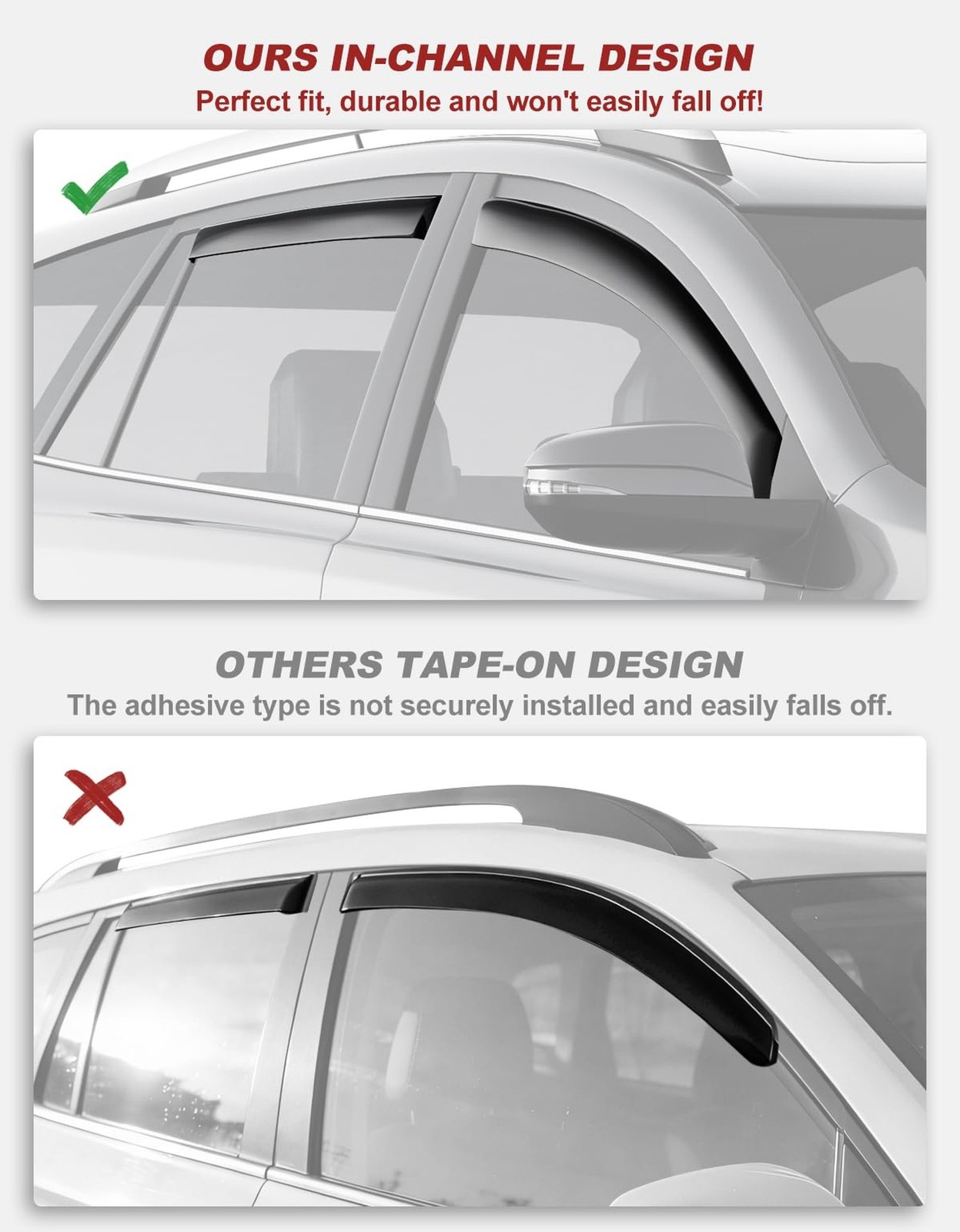 in-Channel Window Rain Guards Fit for 2013-2018 Toyota RAV4, Extra Durable Wi…