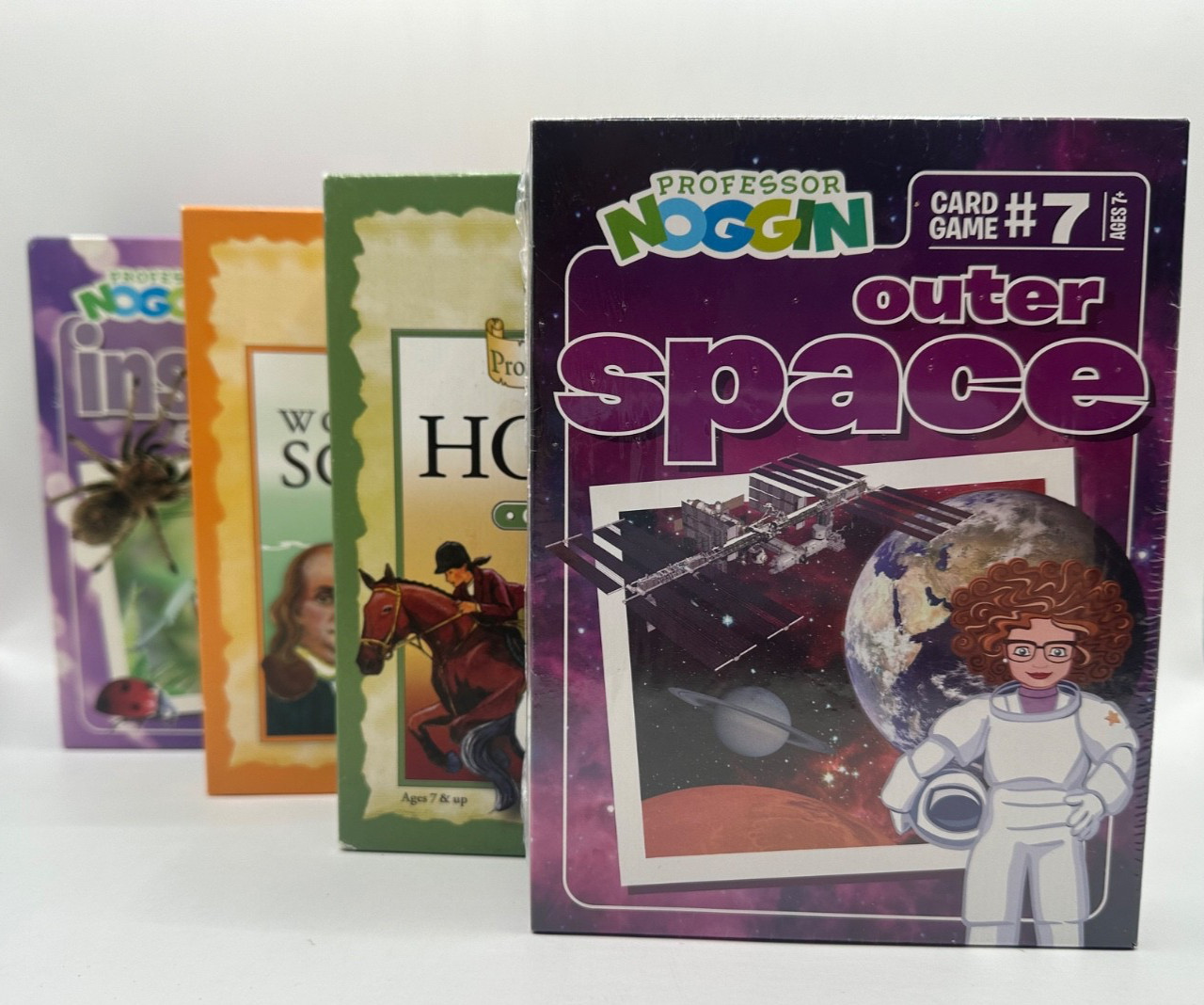 Lot of 4 Professor Noggin Card Games Science Insects Spider Outer Space Horses