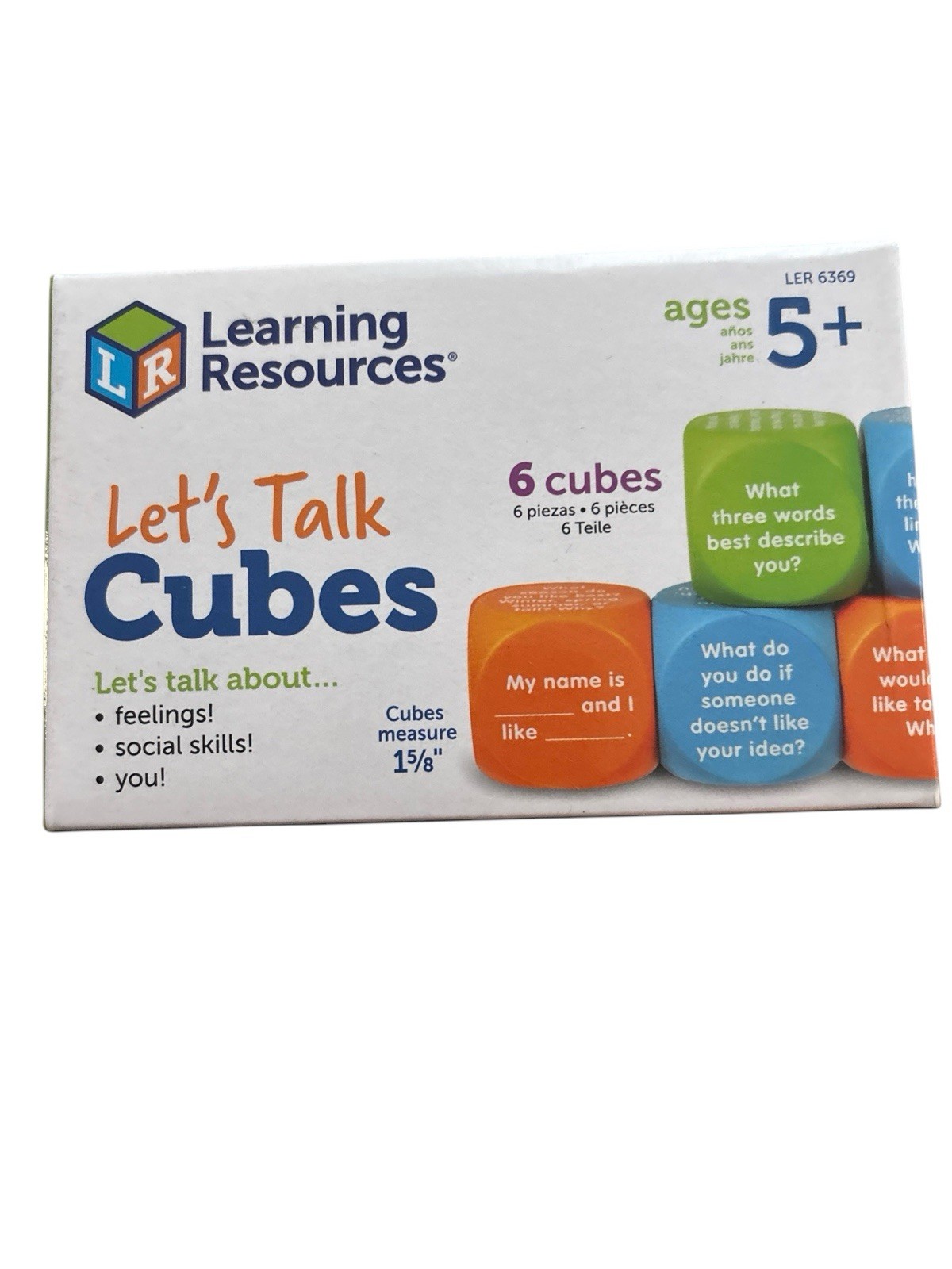Let’s Talk Cubes – Learning Resources – 6 Cubes Ages 5+ SEL & Autism Therapy NEW