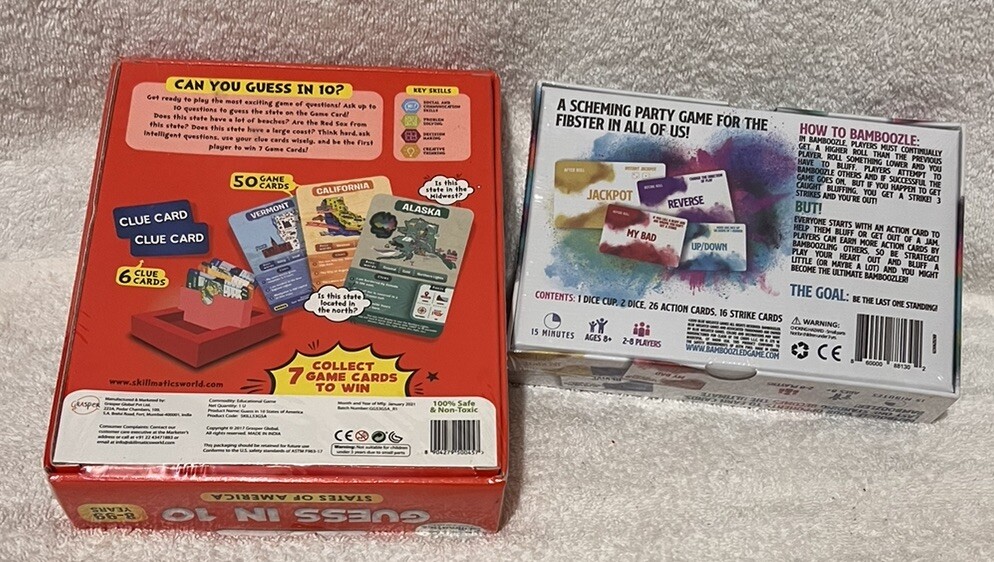 Lot Of 2 Games Guess in 10 States of America Educational Trivia & Bamboozled