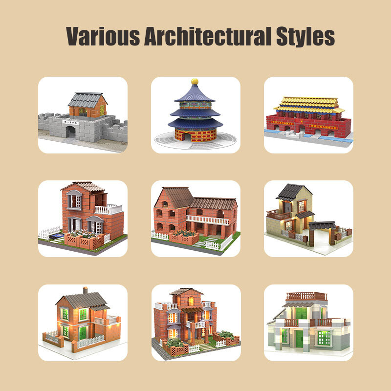 Villa Building Block Sets Bricks DIY Model Miniature Dollhouse Reuseable Toys AU