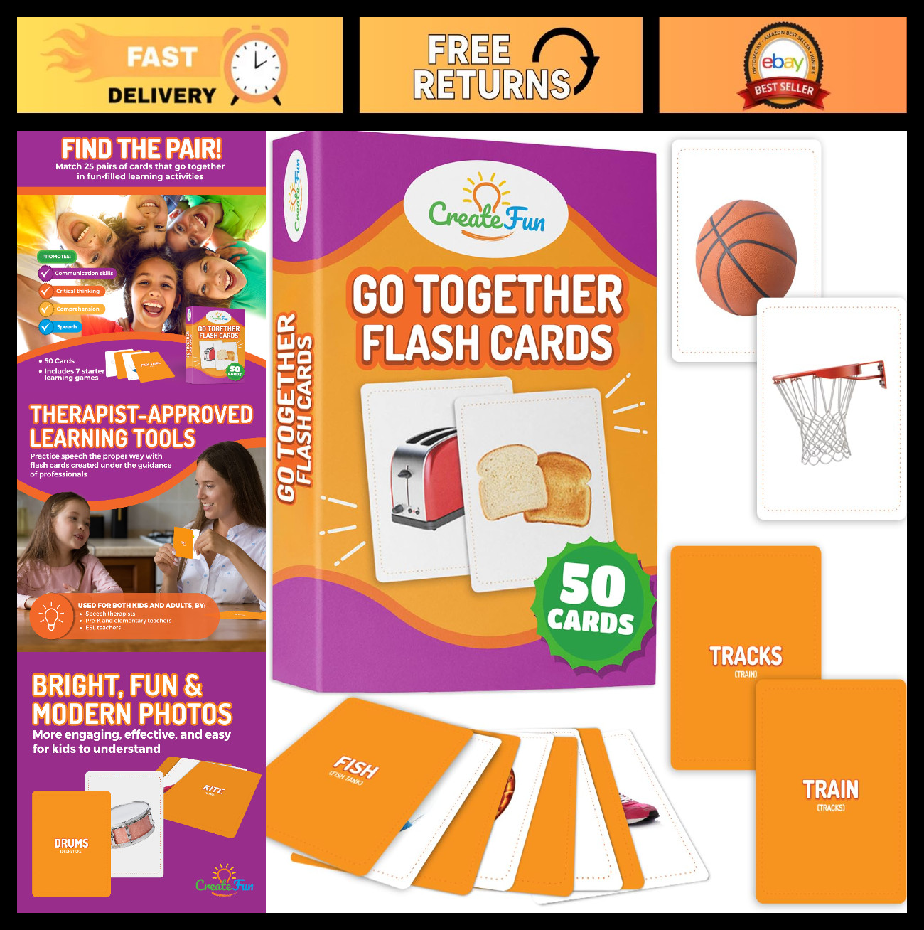 50 Realistic Flash Cards for Kids & Adults – Speech Therapy, ESL, Autism, Memory