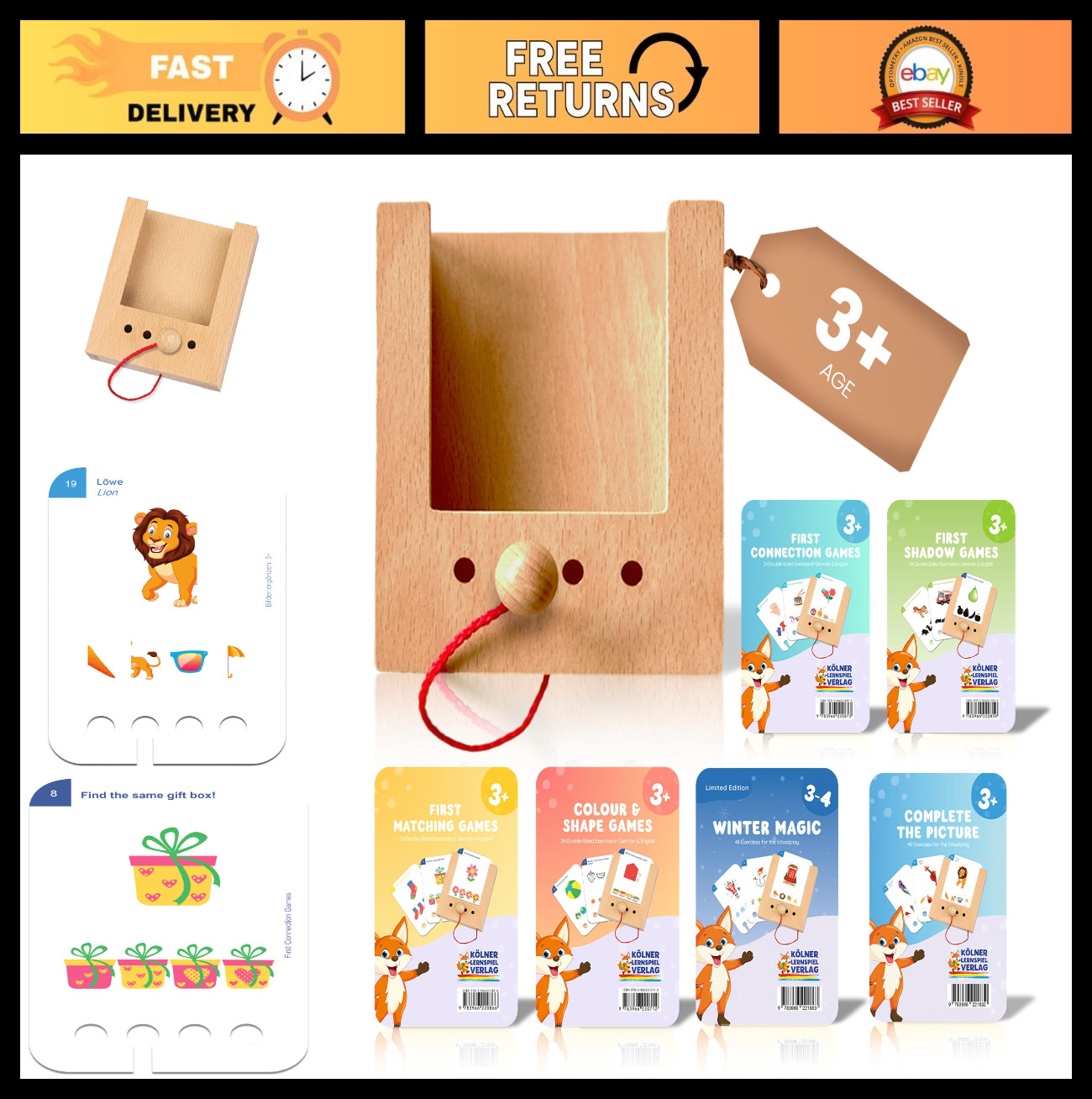 Educational Flash Cards Set – 288 Learning Exercises, Montessori Matching Game,