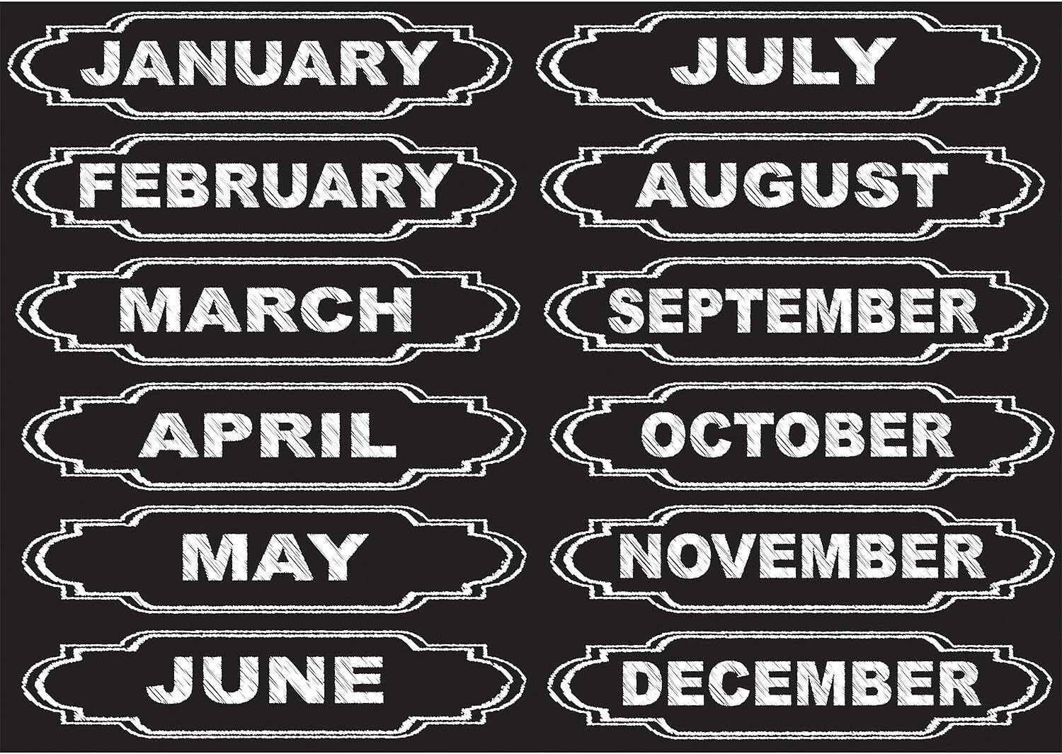 Die-Cut Magnets, Chalkboard Calendar Months, 12/Pack (ASH19005)
