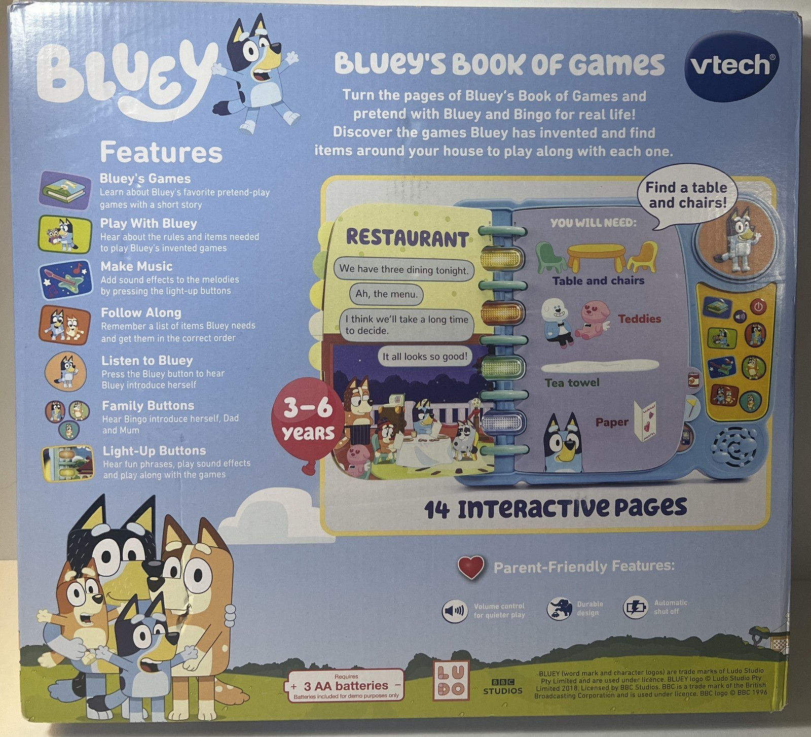 Bluey – VTech Bluey’s Book of Games Interactive Pretend-Play for Preschool – NEW