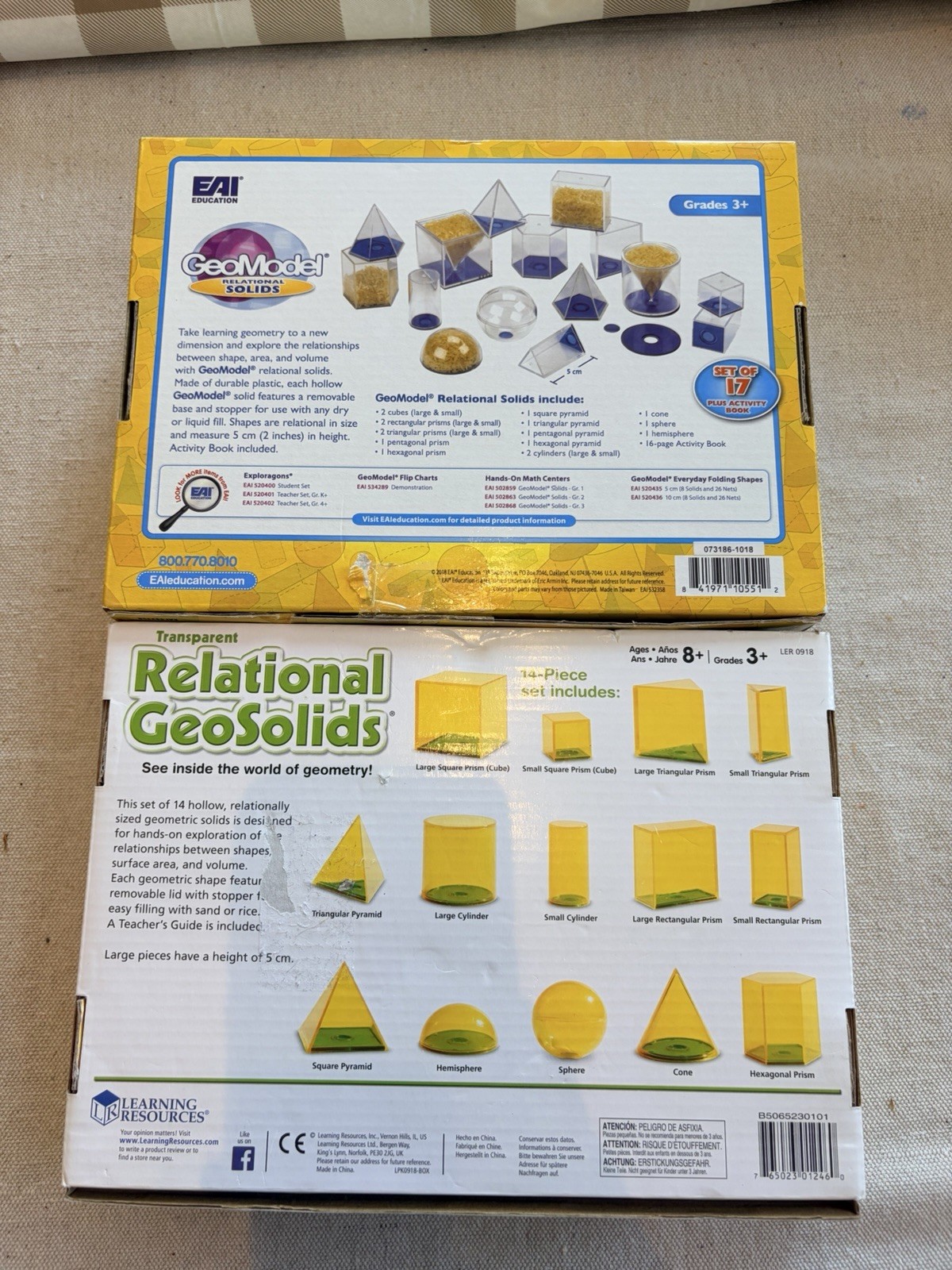 Elementary Geometry Manipulatives 2 Instructional Sets Homeschool Teacher Math