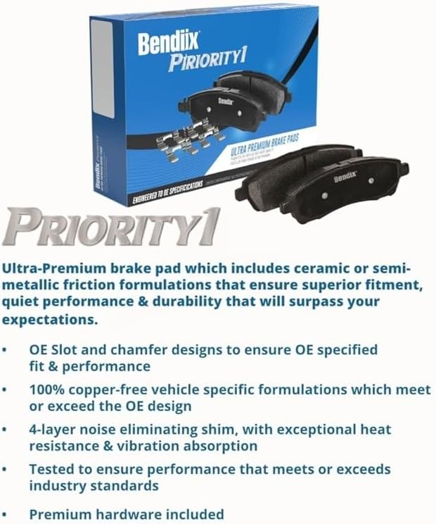 Bendix Priority 1 Ceramic Brake Pads Set For Audi A4 A5 Quattro Enhanced Safety