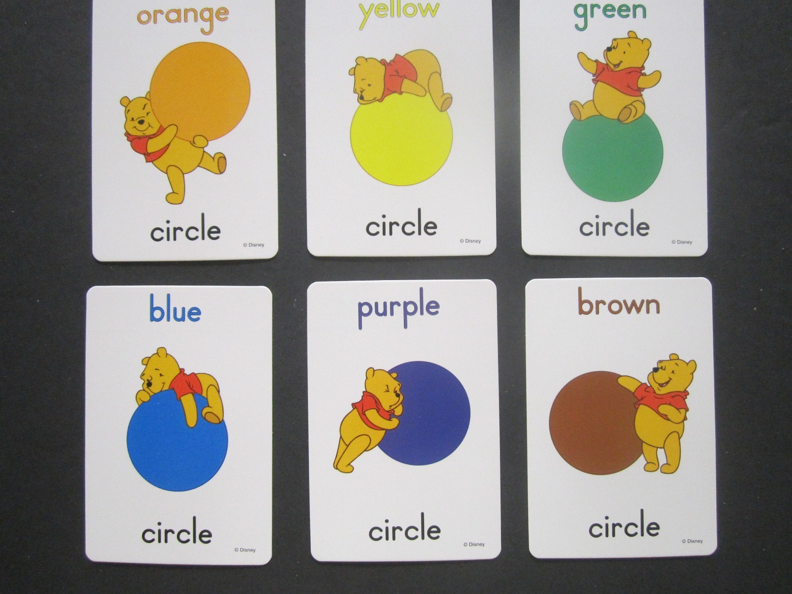 Set Of 2 Disney Pooh’s Flash Cards 3″ x 5″, “First Words” And “Colors & Shapes”