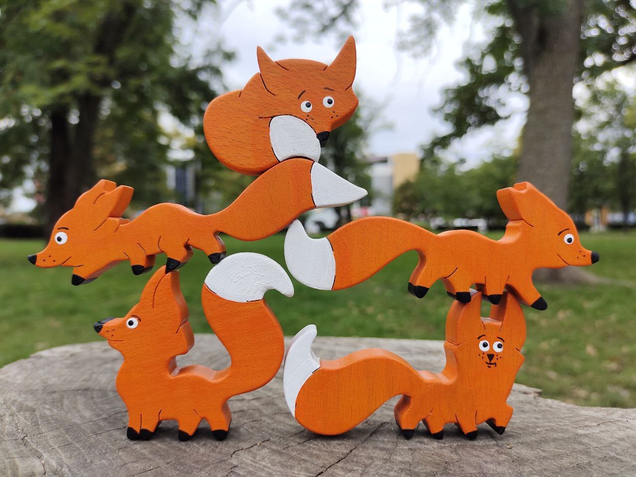 Wooden Toy Fox Family, Educational Toy