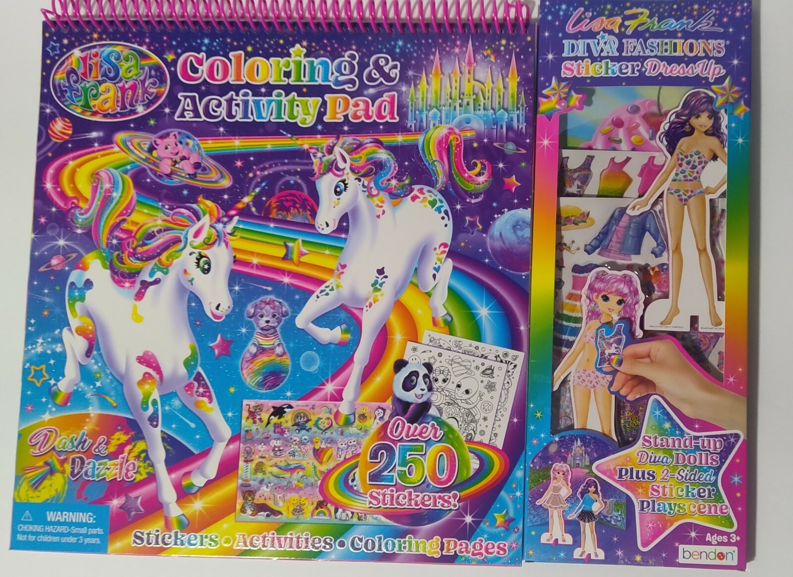 Lisa Frank Coloring Activity Pad & Diva Fashions Stickers Dress Up Activity New