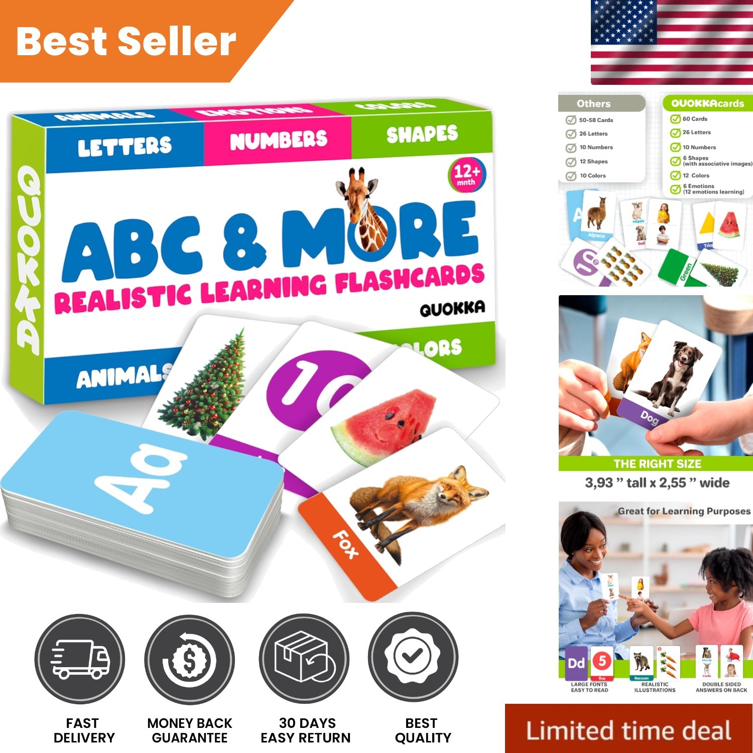 Interactive ABC Learning Flash Cards for Toddlers 2-4 – 60 Fun & Durable Cards