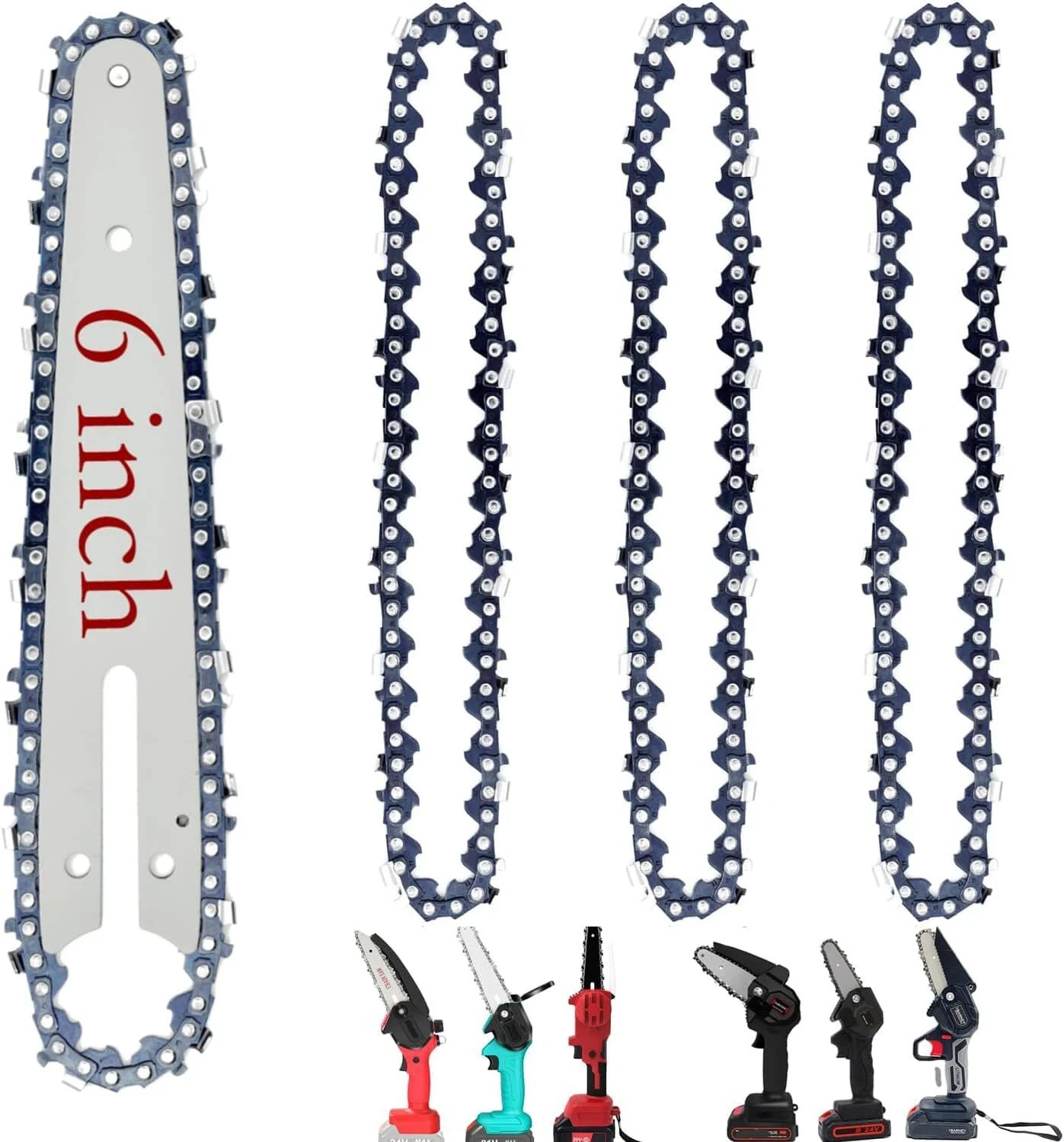 [5 Pieces] 6 Inch Mini Chainsaw Chain with Replacement Saw Chain Bar, 6 Inch.