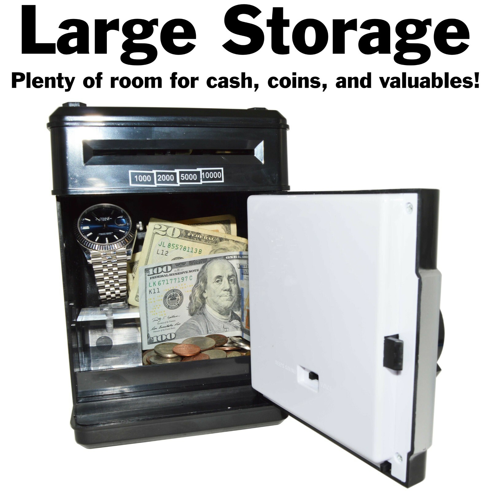 Cash Vault for Kids – Password Protect Your Bills and Coins – Musical Bank Safe
