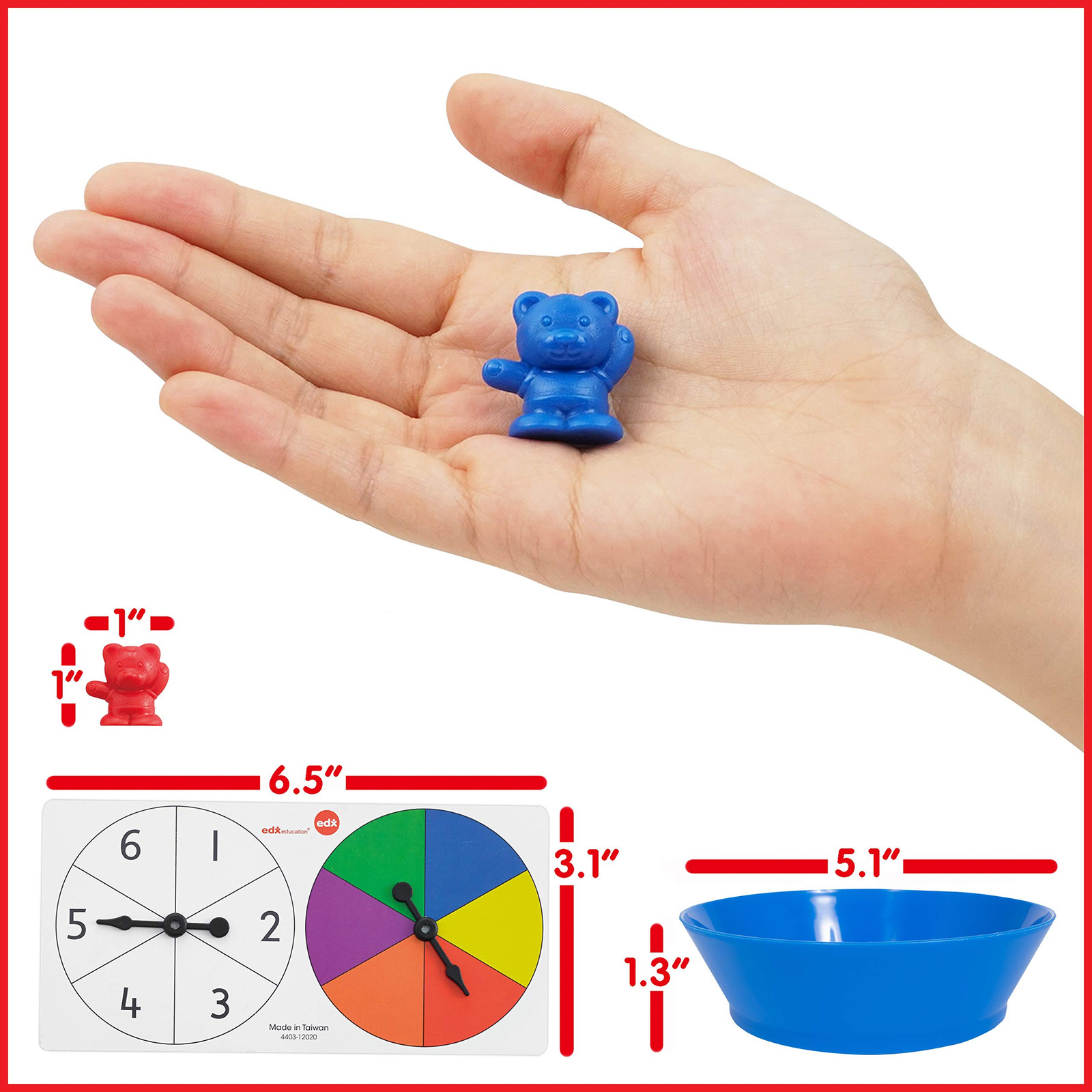 Colorful Counting Bears Sorting Set with Bowls and Spinners Educational Toy