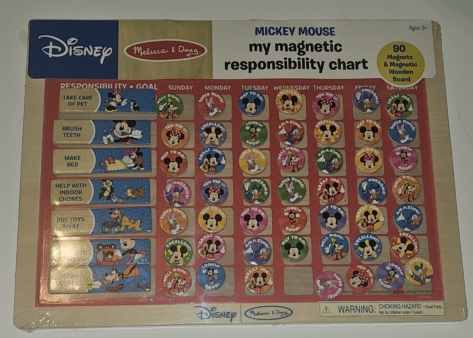 NEW Disney Mickey Mouse Magnetic Responsibility Chart Melissa & Doug 90 Magnets