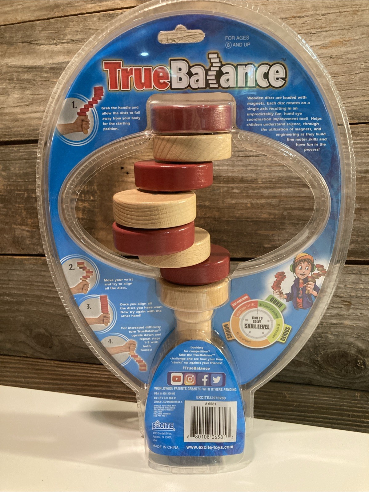 True Balance Coordination STEM Wooden Game Toy Red Fine Motor Skills By Excite