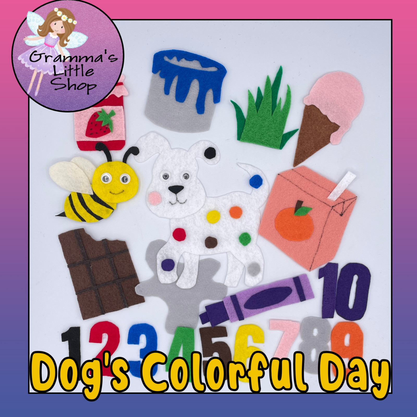 Dog’s Colorful Day Fun Felt Set for Felt Boards & Learning Play