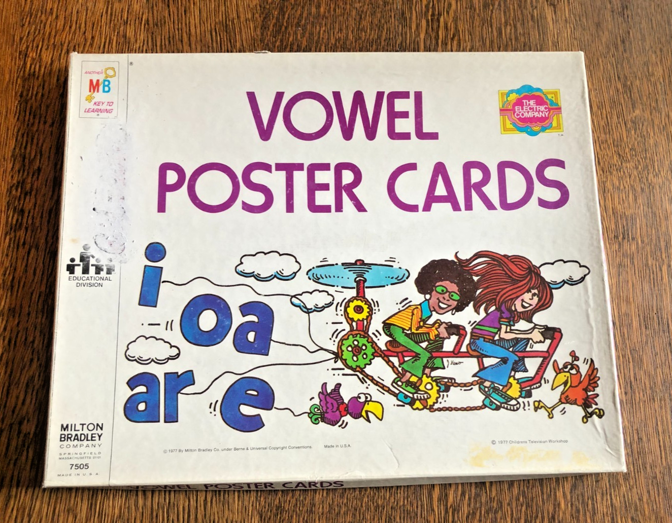 1977 Vintage Electric Company Vowel Poster Cards Groovy Images Bright Large Card
