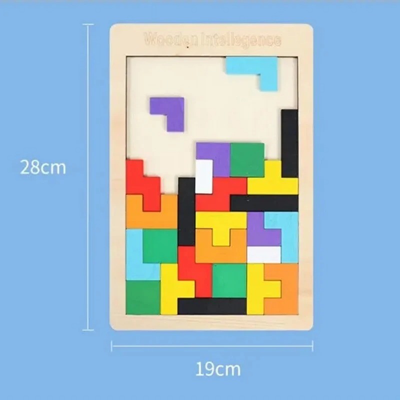 Wooden Blocks Puzzle Brain Teasers Toy Tangram Jigsaw Intelligence