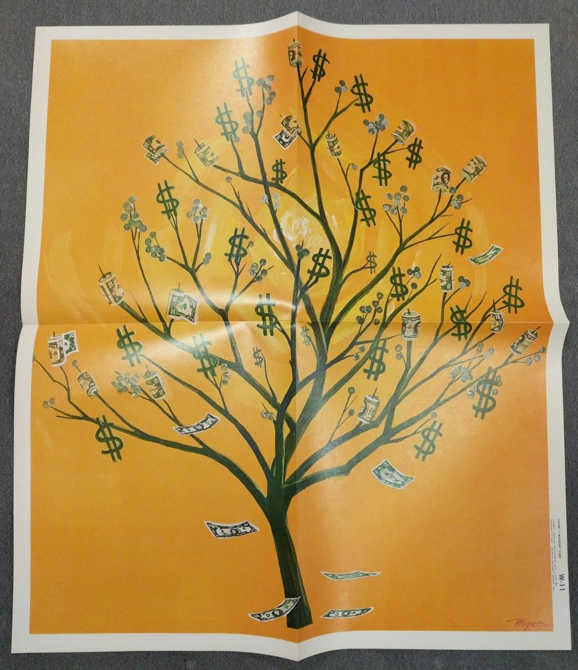 Peabody Myers Vintage Original Money Tree And Art 1967 School 2 Poster Lot #11