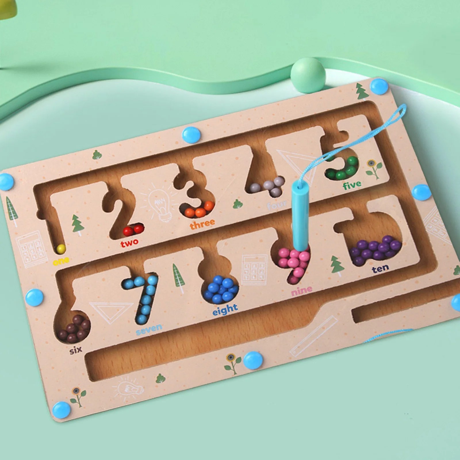Wooden Magnetic Maze Board Game | Number Learning & Color Recognition Puzzle