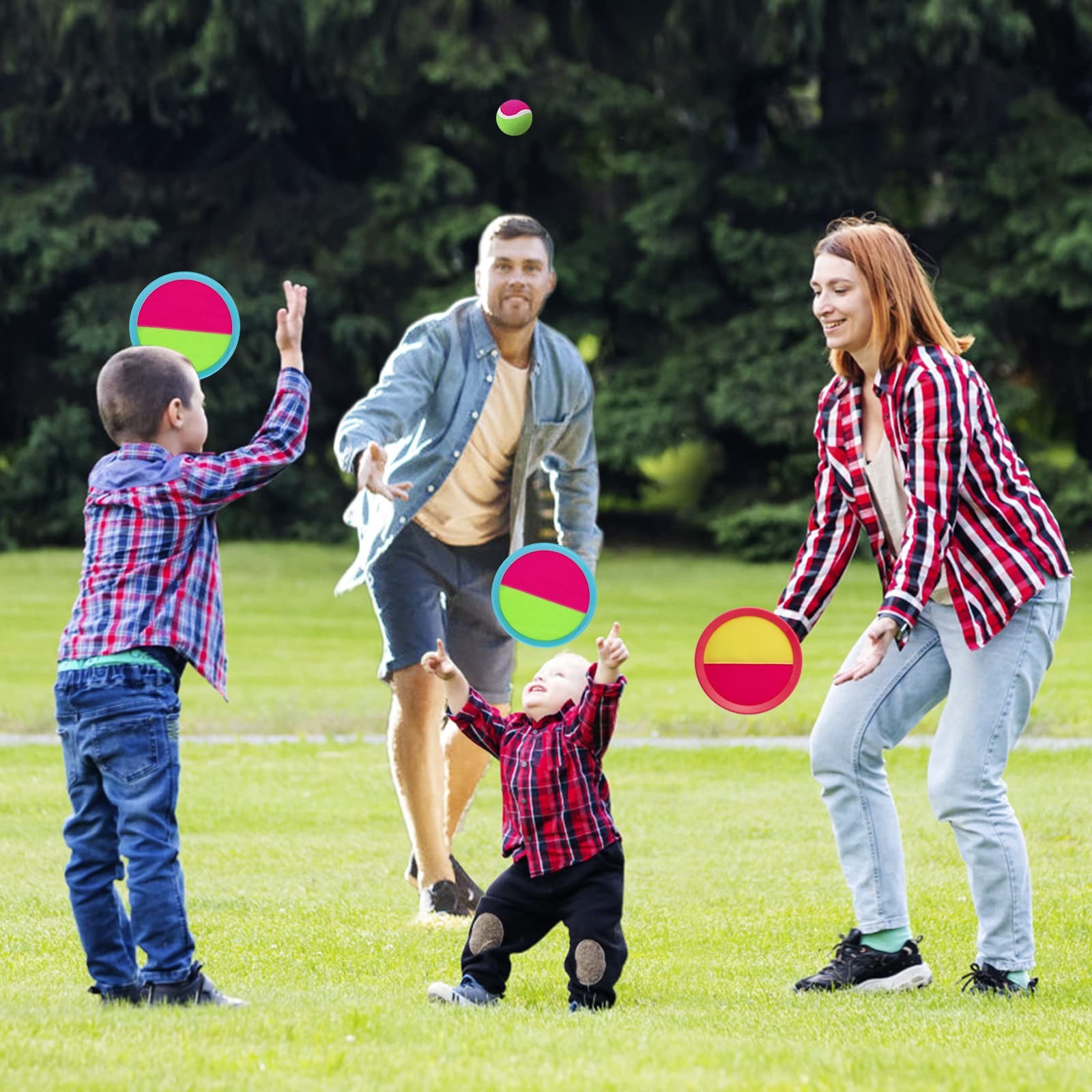 Bufeeaye Beach Games, Outdoor Toys for Kids Ages 4-8, Small, 2 Blue + 2 Pink