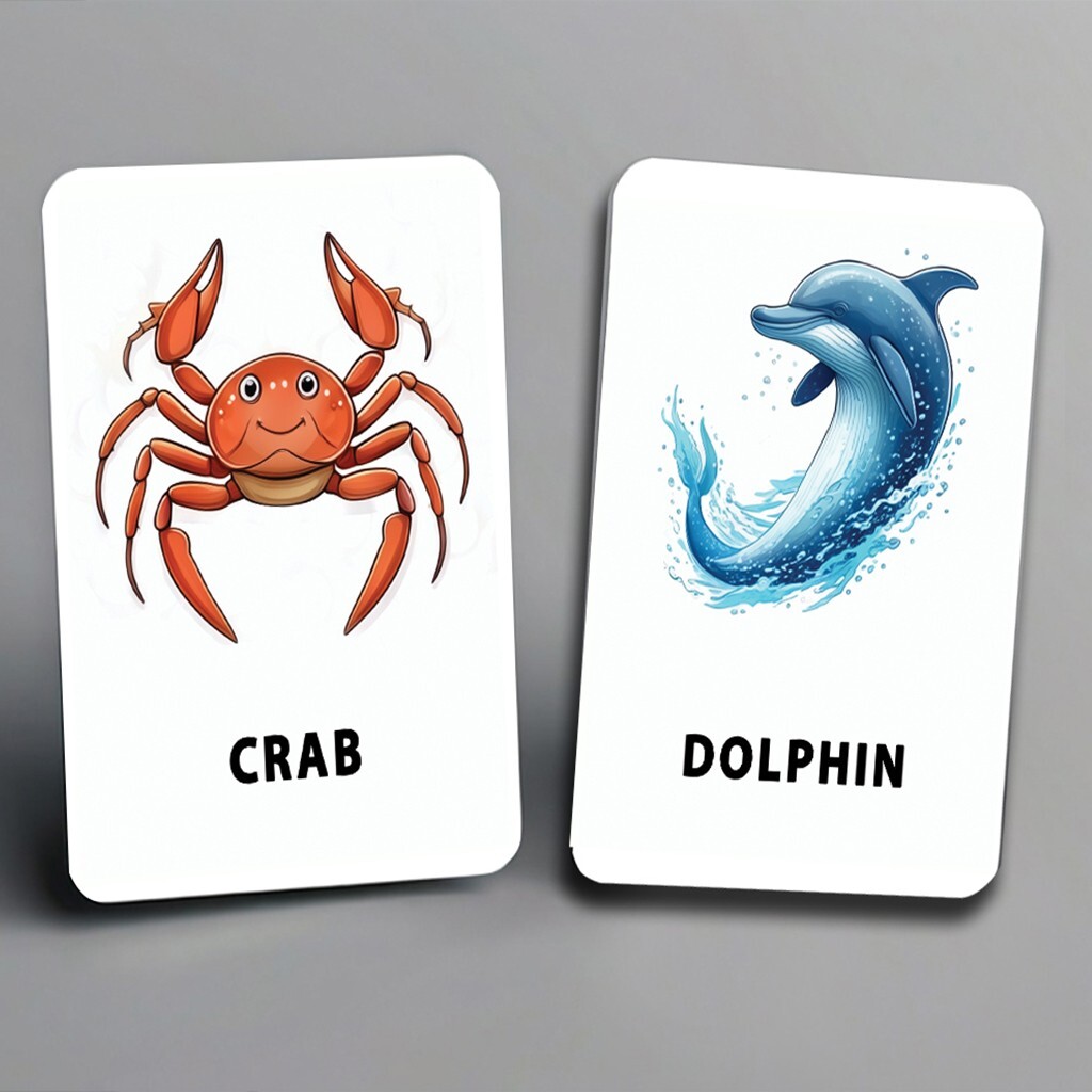 Printable Sea Animals Flash Cards-Montessori-Inspired 30 Card Set for Preschool