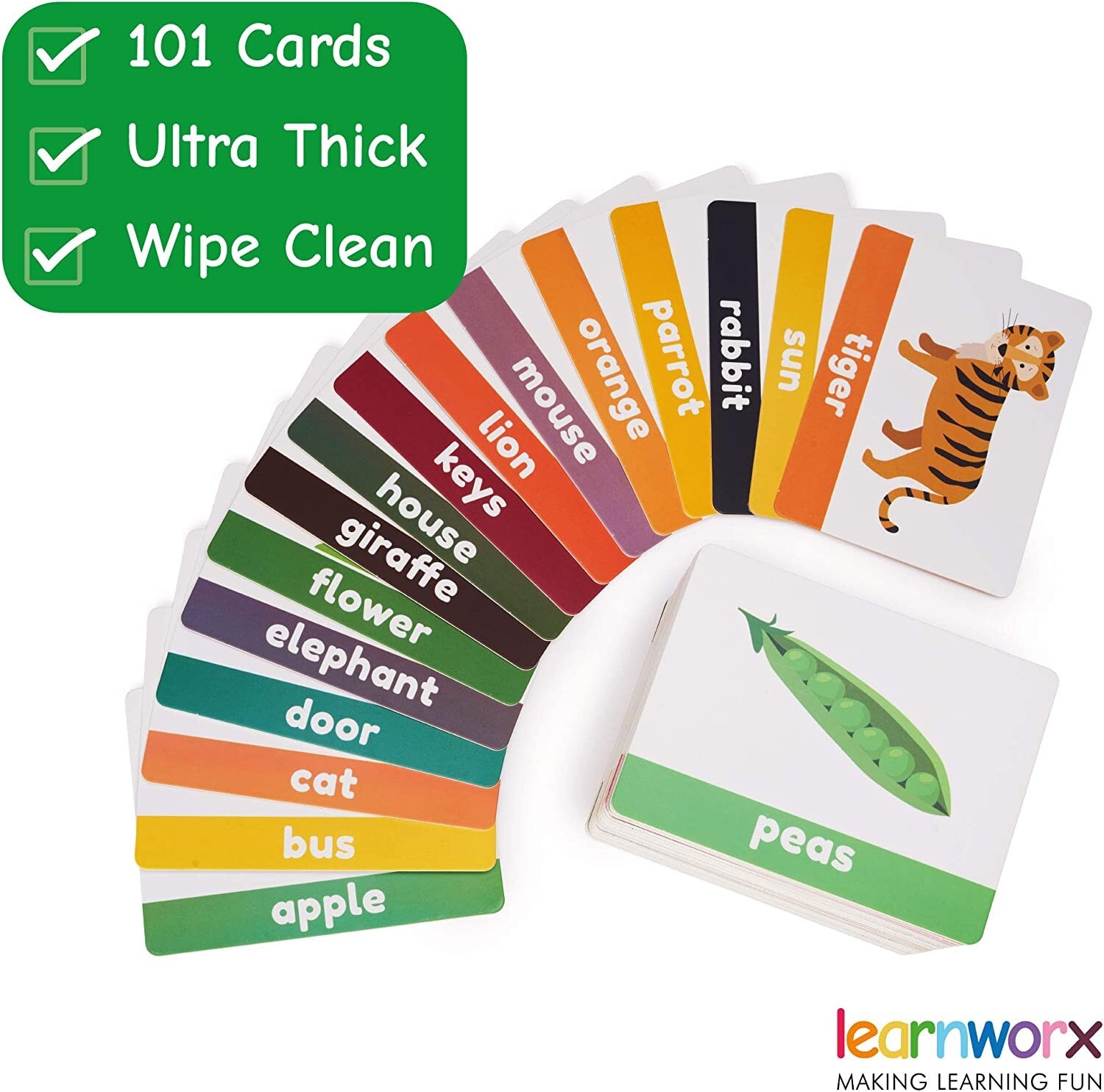 LearnWorx 101 Baby Flash Cards – 202 Sides – Learn Objects, Numbers & Play Games