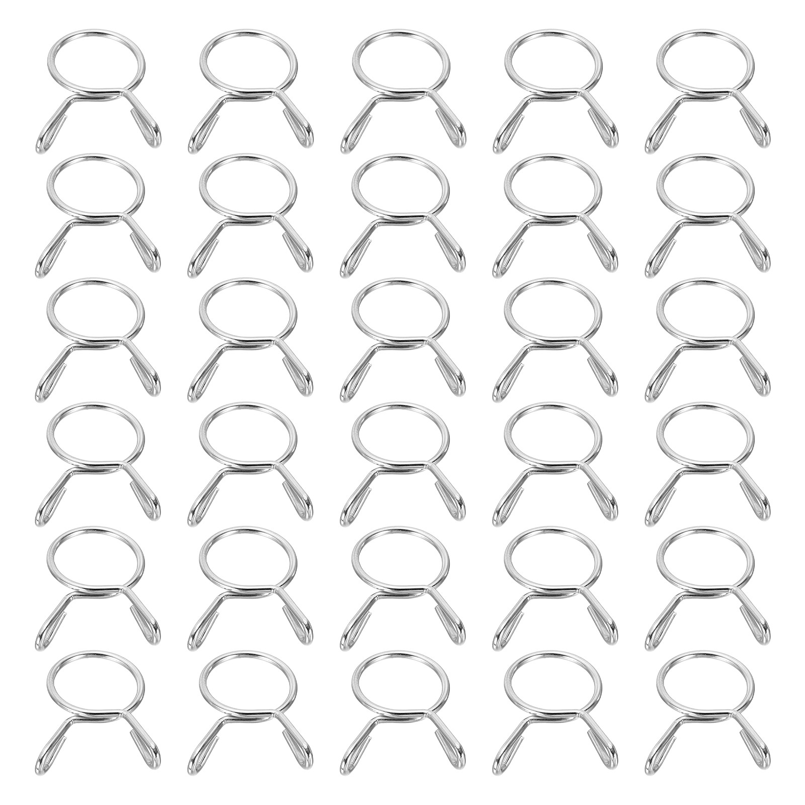 30Pcs 12.5mm ID 14.4mm OD Fuel Line Hose Clips Spring Clips Clamps Silver