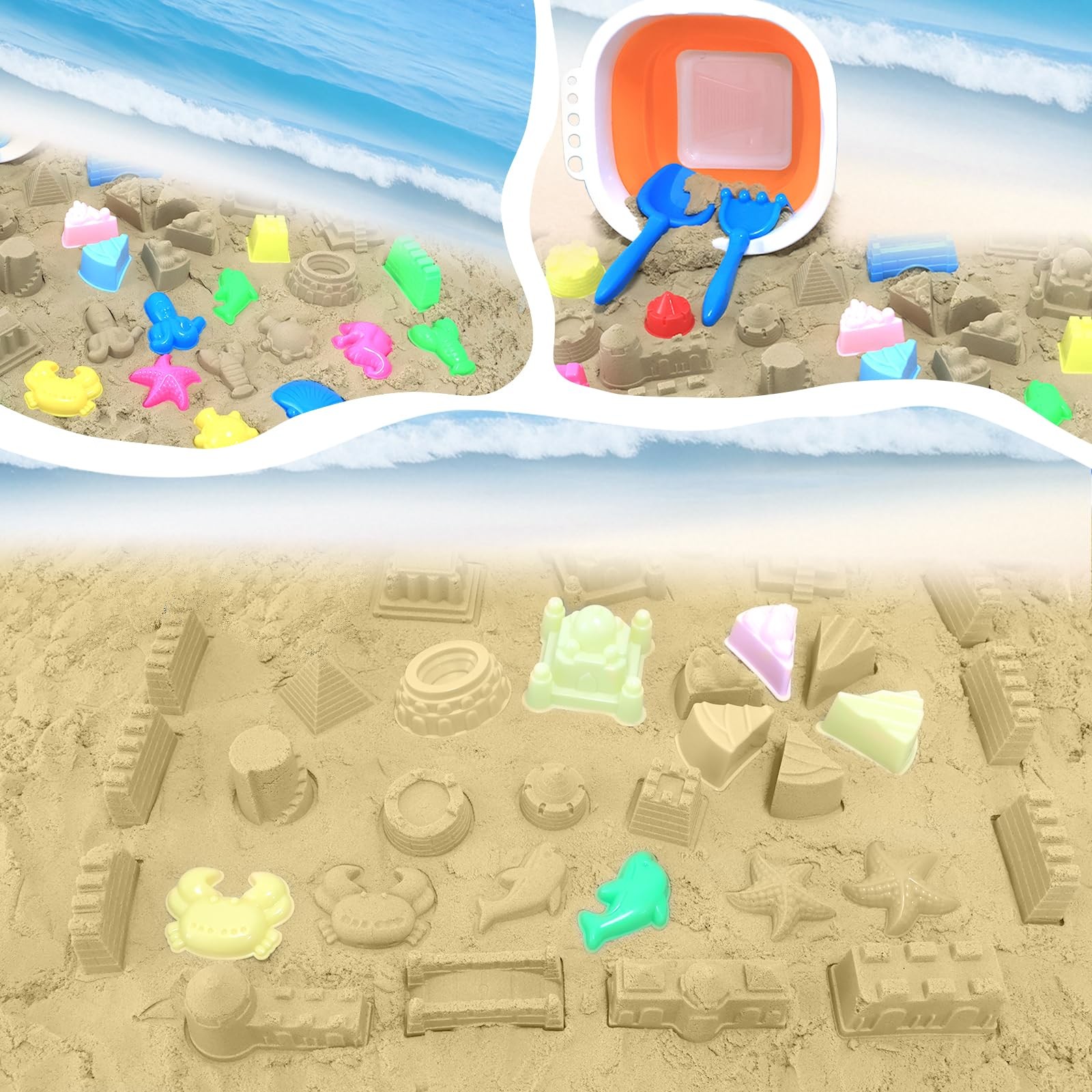 Collapsible Beach Toys Age-appropriate size for kids aged 3-10, Multicolored